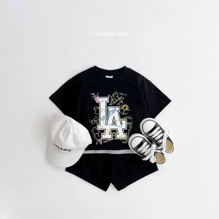 Vivid I - Korean Children Fashion - #designkidswear - Summer LA Top Bottom Set - 5