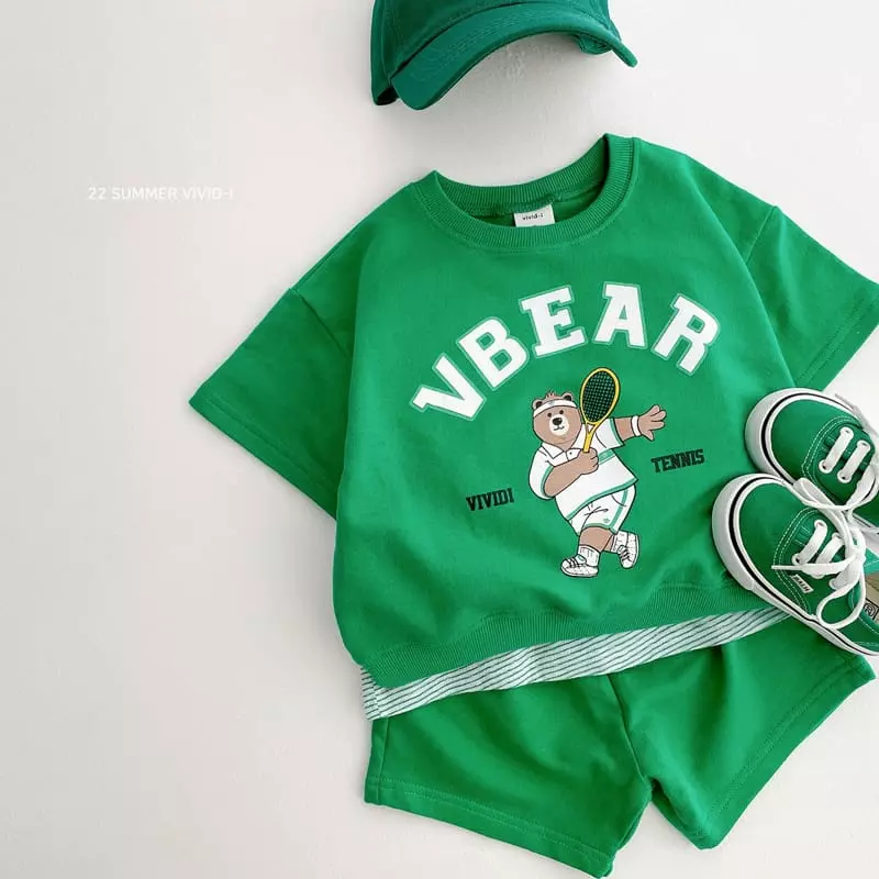 Vivid I - Korean Children Fashion - #discoveringself - Tennis Bear Top Bottom Set - 8