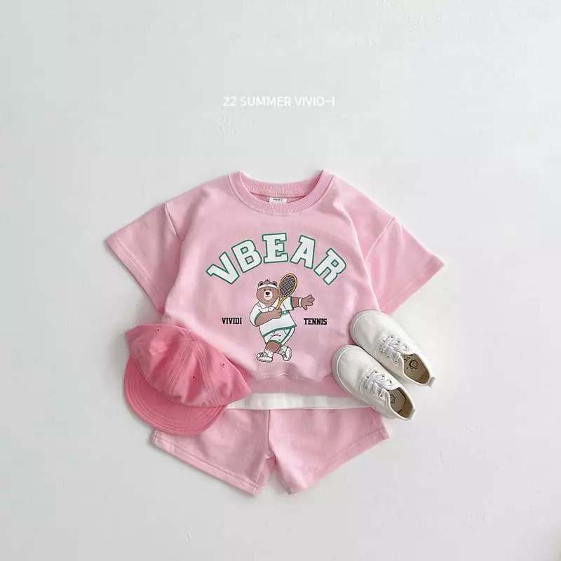 Vivid I - Korean Children Fashion - #fashionkids - Tennis Bear Top Bottom Set - 9