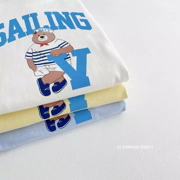 Vivid I - Korean Children Fashion - #fashionkids - Marine Bear Top Bottom Set - 6