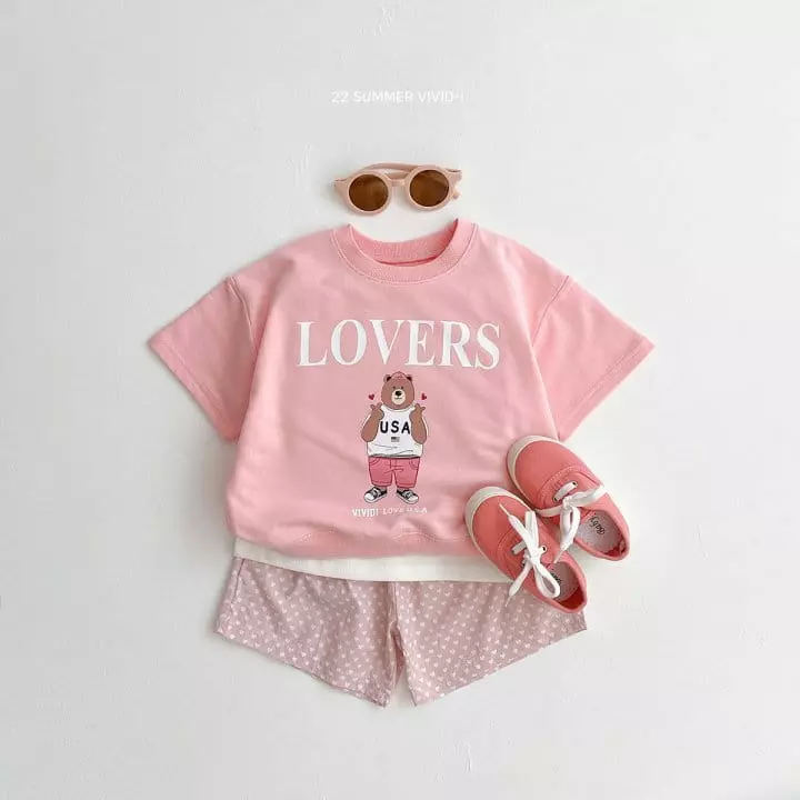 Vivid I - Korean Children Fashion - #fashionkids - Heart Bear Top Bottom Set - 5