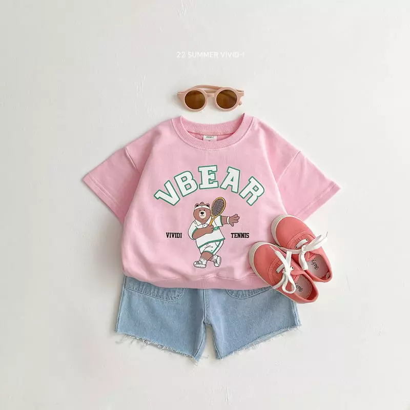 Vivid I - Korean Children Fashion - #kidsshorts - Tennis Bear Top Bottom Set - 10