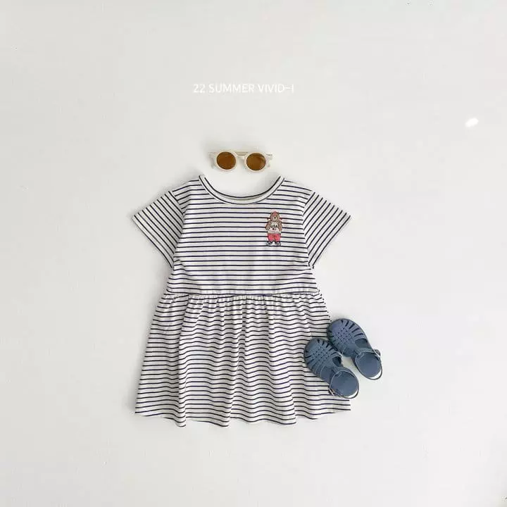 Vivid I - Korean Children Fashion - #kidsshorts - Stripes Bear One-piece - 5