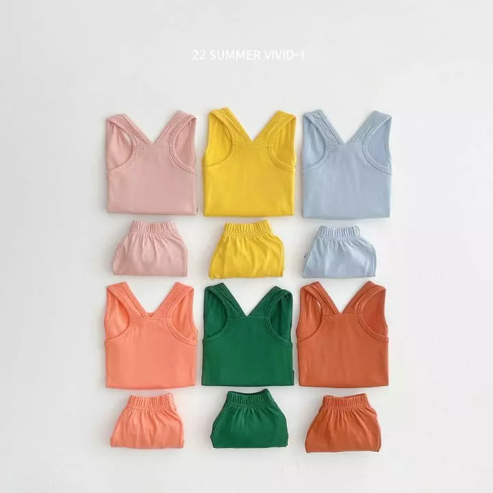 Vivid I - Korean Children Fashion - #kidsshorts - Vivid Sleeveless Top Bottom Set