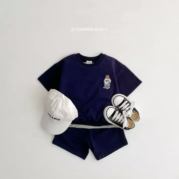Vivid I - Korean Children Fashion - #kidzfashiontrend - Bear Embroidery Top Bottom Set - 5