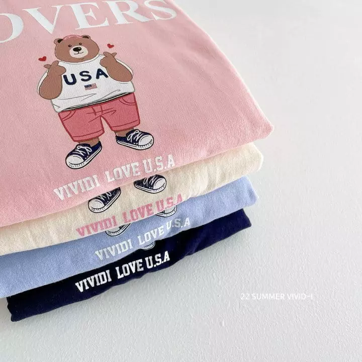 Vivid I - Korean Children Fashion - #littlefashionista - Heart Bear Top Bottom Set - 10