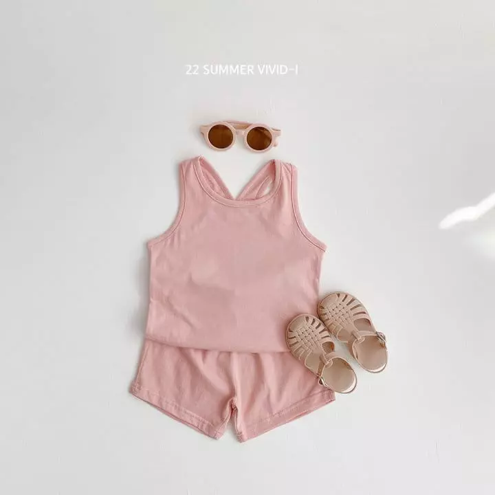 Vivid I - Korean Children Fashion - #littlefashionista - Vivid Sleeveless Top Bottom Set - 5