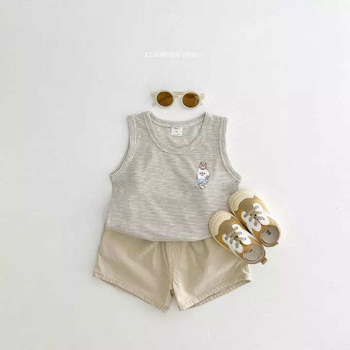 Vivid I - Korean Children Fashion - #magicofchildhood - Bear Stripes Sleeveless - 8