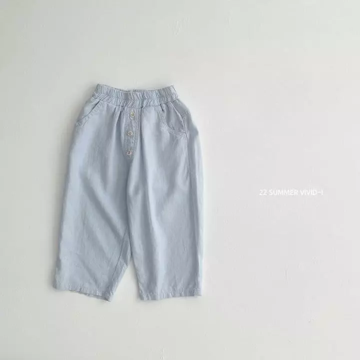 Vivid I - Korean Children Fashion - #magicofchildhood - Linen Button Pants - 7