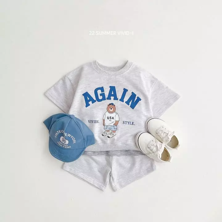 Vivid I - Korean Children Fashion - #minifashionista - Again Bear Top Bottom Set