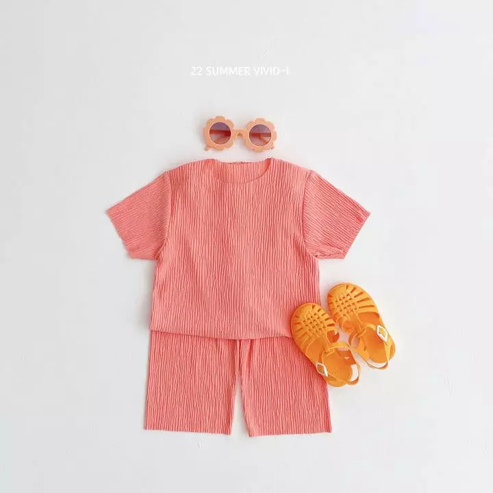 Vivid I - Korean Children Fashion - #minifashionista - Vivid Pleats Top Bottom Set - 5
