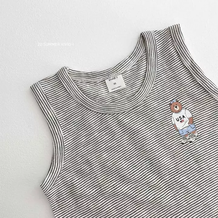Vivid I - Korean Children Fashion - #minifashionista - Bear Stripes Sleeveless - 9