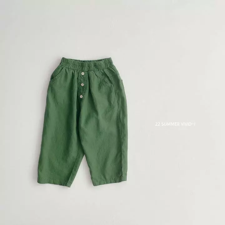 Vivid I - Korean Children Fashion - #minifashionista - Linen Button Pants - 8