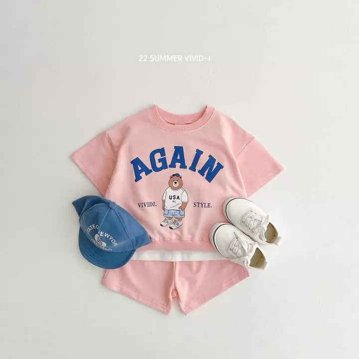 Vivid I - Korean Children Fashion - #prettylittlegirls - Again Bear Top Bottom Set - 2