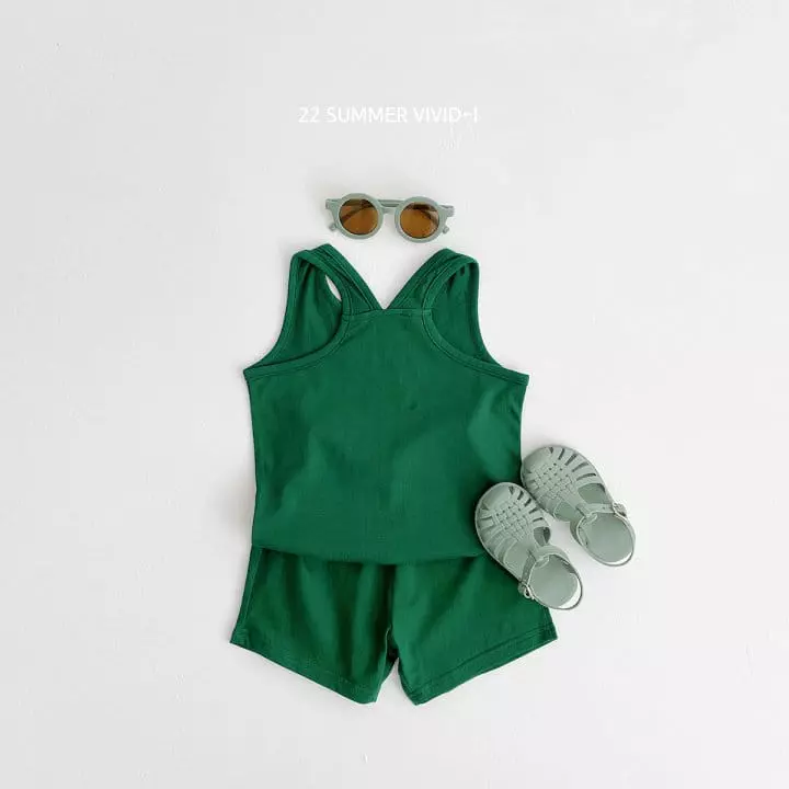 Vivid I - Korean Children Fashion - #prettylittlegirls - Vivid Sleeveless Top Bottom Set - 8