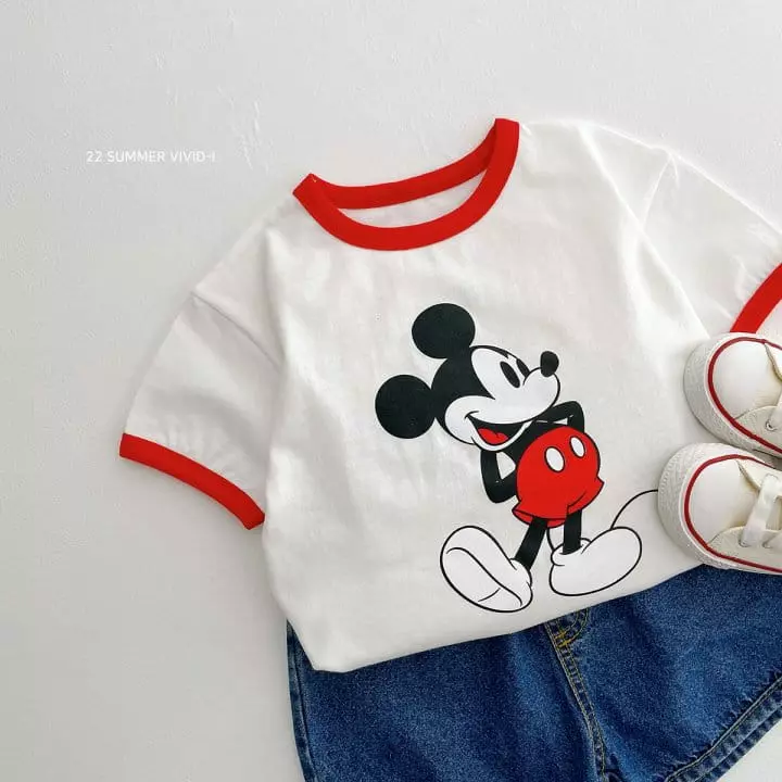 Vivid I - Korean Children Fashion - #prettylittlegirls - Mickey Piping Tee - 7