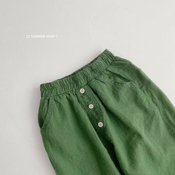 Vivid I - Korean Children Fashion - #prettylittlegirls - Linen Button Pants - 9