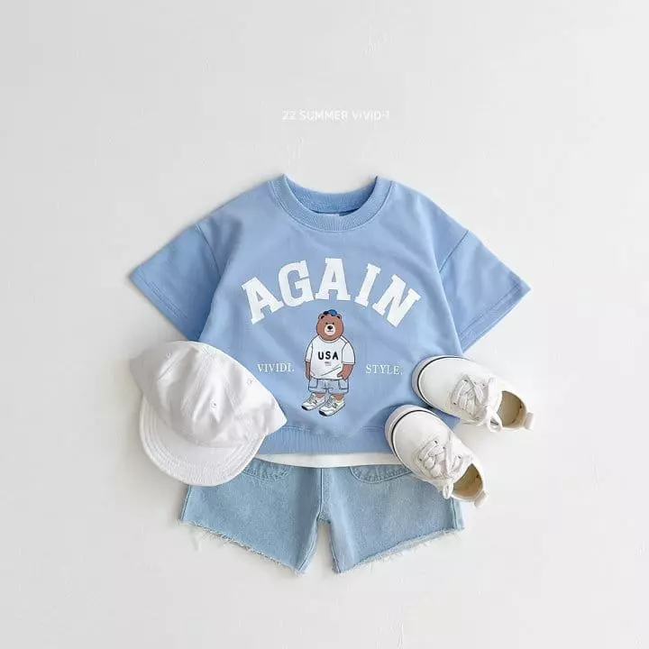 Vivid I - Korean Children Fashion - #stylishchildhood - Again Bear Top Bottom Set - 5