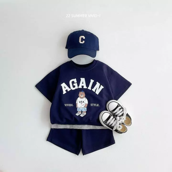 Vivid I - Korean Children Fashion - #todddlerfashion - Again Bear Top Bottom Set - 3
