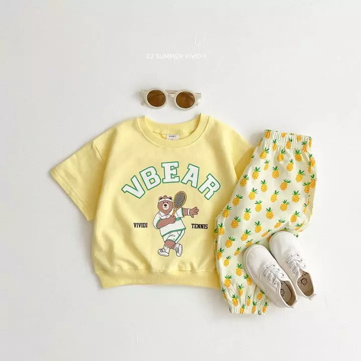 Vivid I - Korean Children Fashion - #todddlerfashion - Tennis Bear Top Bottom Set - 2