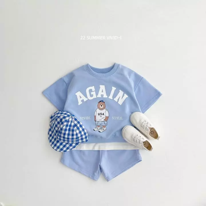 Vivid I - Korean Children Fashion - #todddlerfashion - Again Bear Top Bottom Set - 4