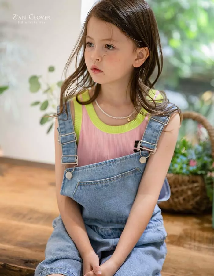 Zan Clover - Korean Children Fashion - #Kfashion4kids - Overfit Denim Dungarees Pants - 2
