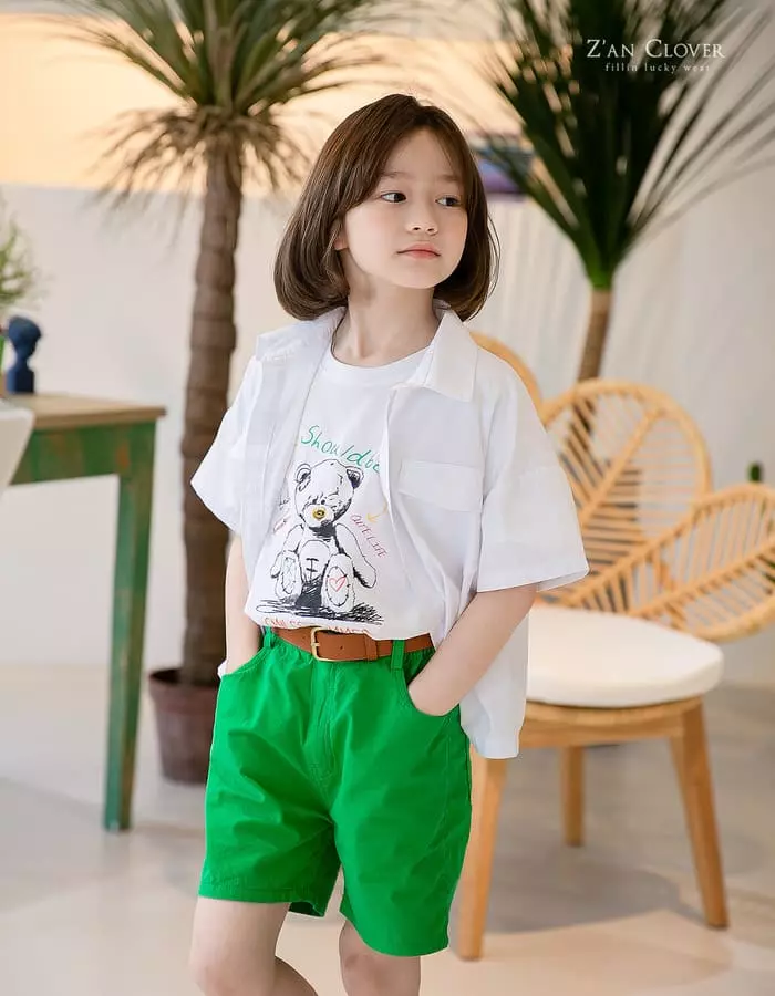 Zan Clover - Korean Children Fashion - #kidsshorts - Summer Teddy Tee - 4