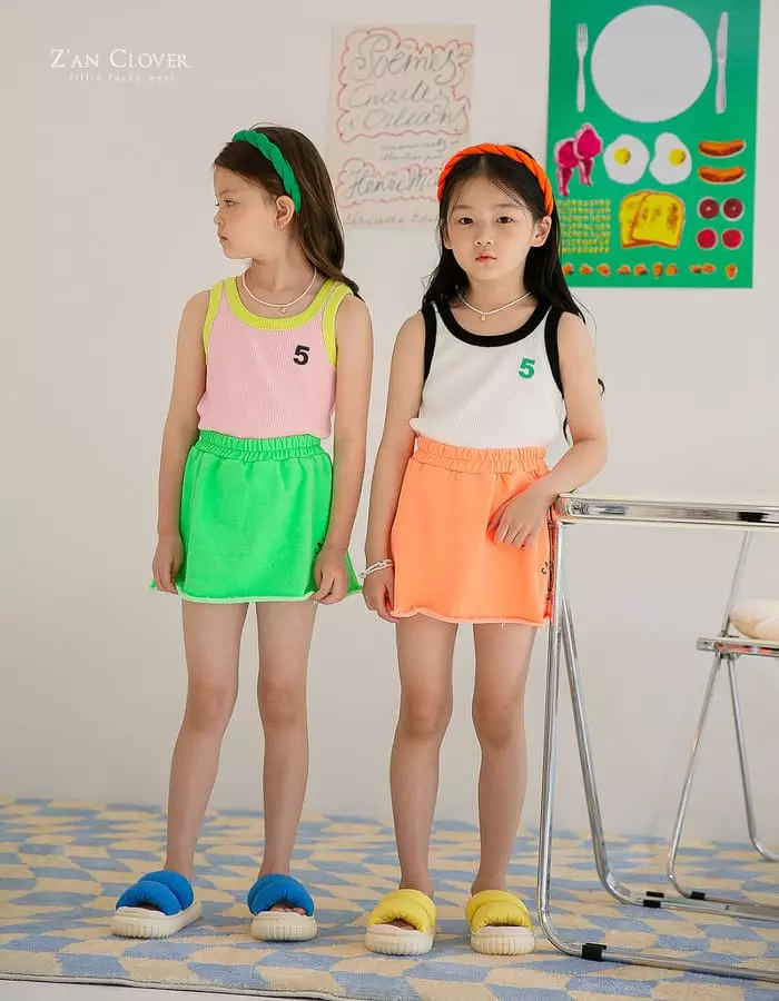 Zan Clover - Korean Children Fashion - #littlefashionista - Neon Terry Skirt - 5
