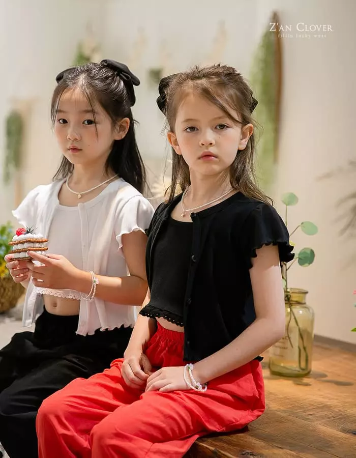 Zan Clover - Korean Children Fashion - #littlefashionista - Rib Cardigan Top Bottom Set - 2