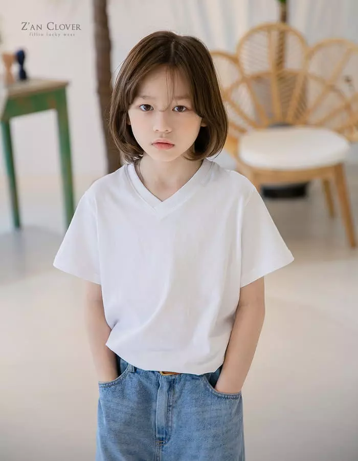 Zan Clover - Korean Children Fashion - #magicofchildhood - Simple V Neck Tee - 7