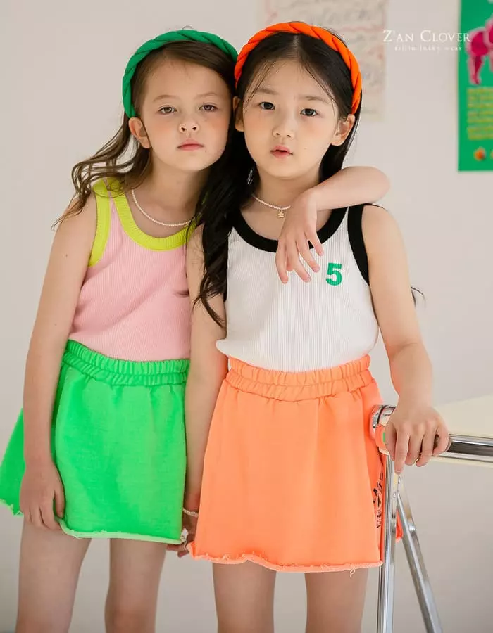Zan Clover - Korean Children Fashion - #magicofchildhood - Neon Terry Skirt - 6