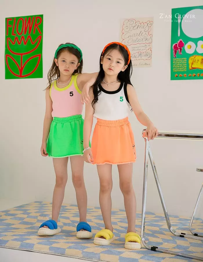 Zan Clover - Korean Children Fashion - #minifashionista - Neon Terry Skirt - 7
