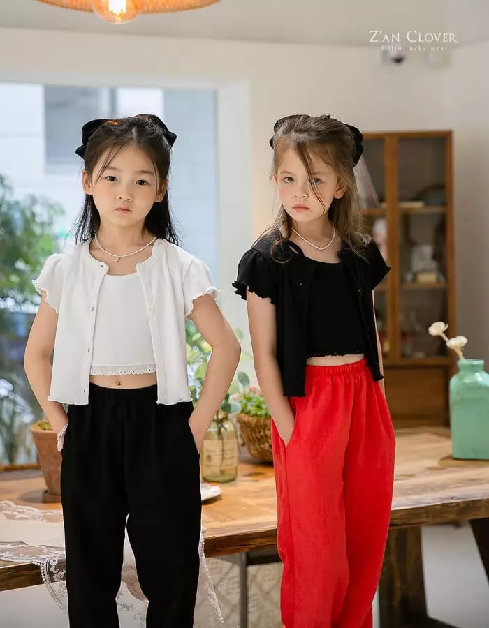 Zan Clover - Korean Children Fashion - #prettylittlegirls - Rib Cardigan Top Bottom Set - 5