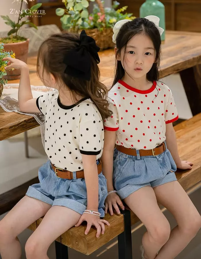 Zan Clover - Korean Children Fashion - #todddlerfashion - Dot Tee - 9