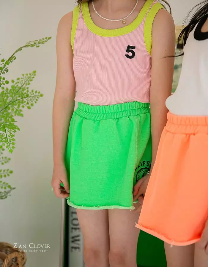 Zan Clover - Korean Children Fashion - #toddlerclothing - Neon Terry Skirt - 10