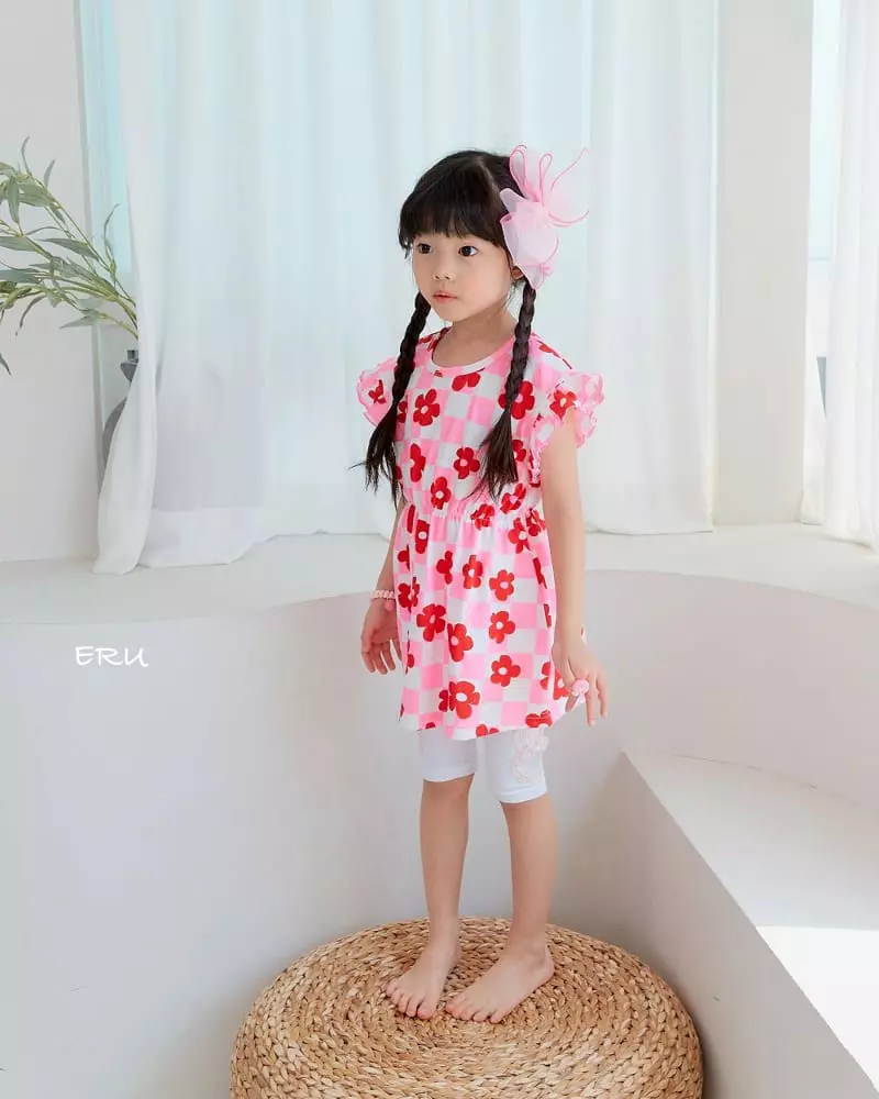 e.ru - Korean Children Fashion - #kidsshorts - Block Flower One-piece - 7