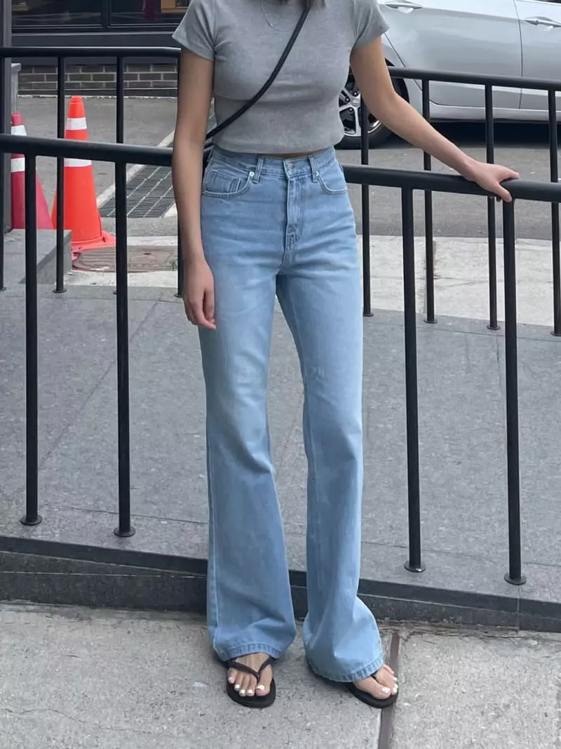 Acme - Korean Women Fashion - #momslook - Light Blue Bootscut Jeans
