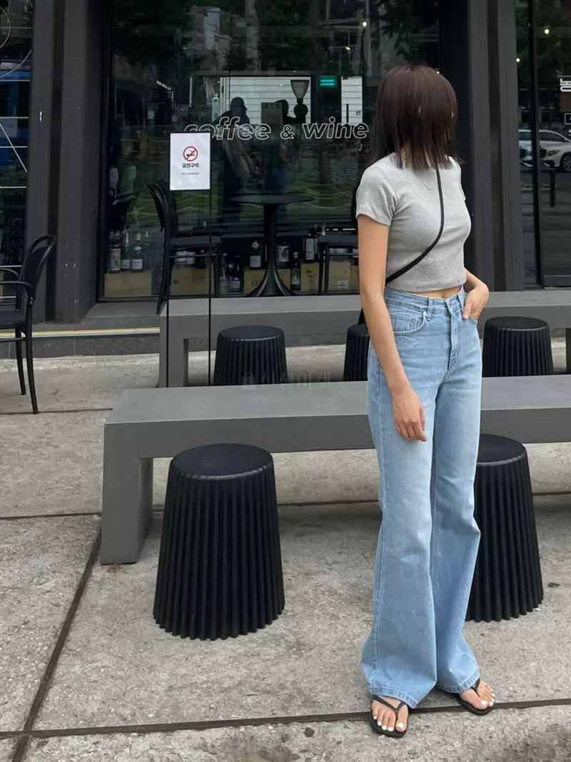 Acme - Korean Women Fashion - #momslook - Light Blue Bootscut Jeans - 4