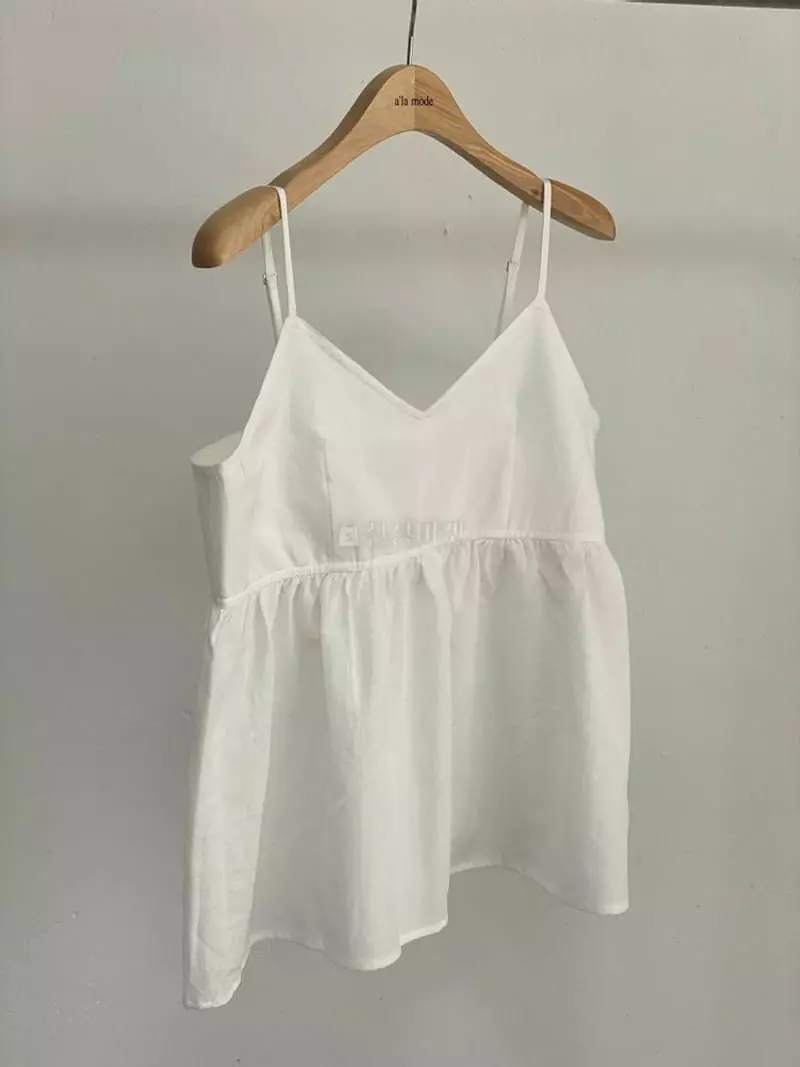 Alamode - Korean Women Fashion - #womensfashion - Cotton V Sleeveless Blouse