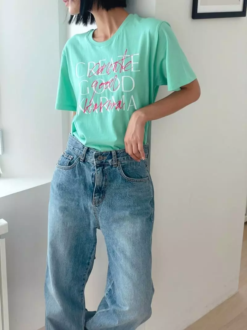 Almond Pepe - Korean Women Fashion - #momslook - Hand Printing Tee
