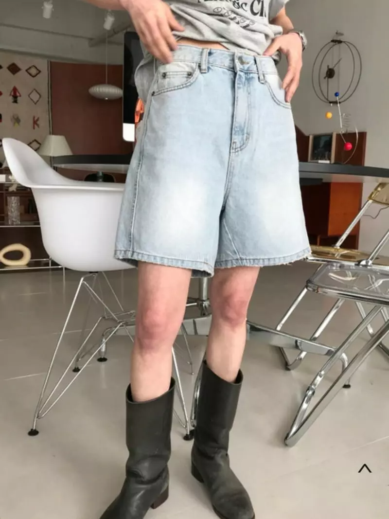 Almond Pepe - Korean Women Fashion - #momslook - Hanning Denim Shorts - 2