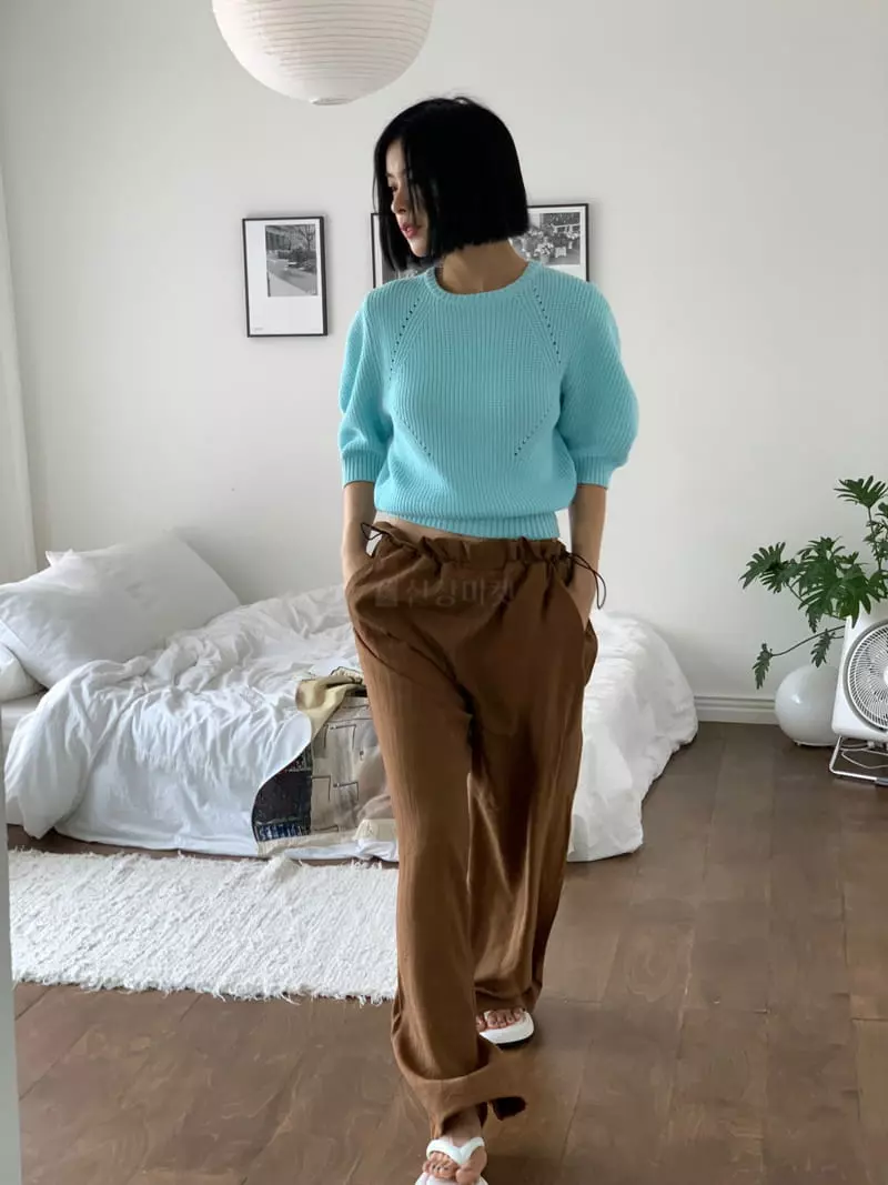 Almond Pepe - Korean Women Fashion - #momslook - Forin Puff Knit Tee