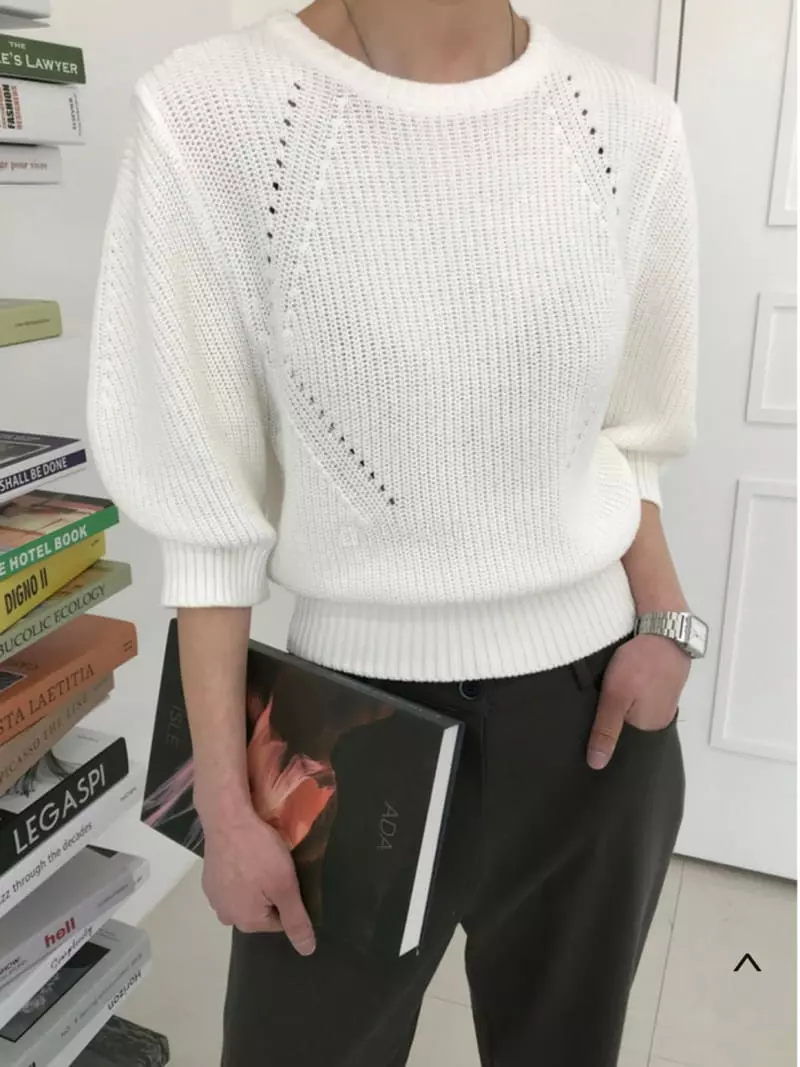 Almond Pepe - Korean Women Fashion - #momslook - Forin Puff Knit Tee - 3