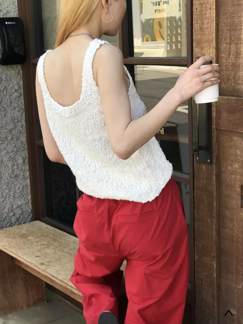 Almond Pepe - Korean Women Fashion - #momslook - Slub Knit Sleeveless - 8