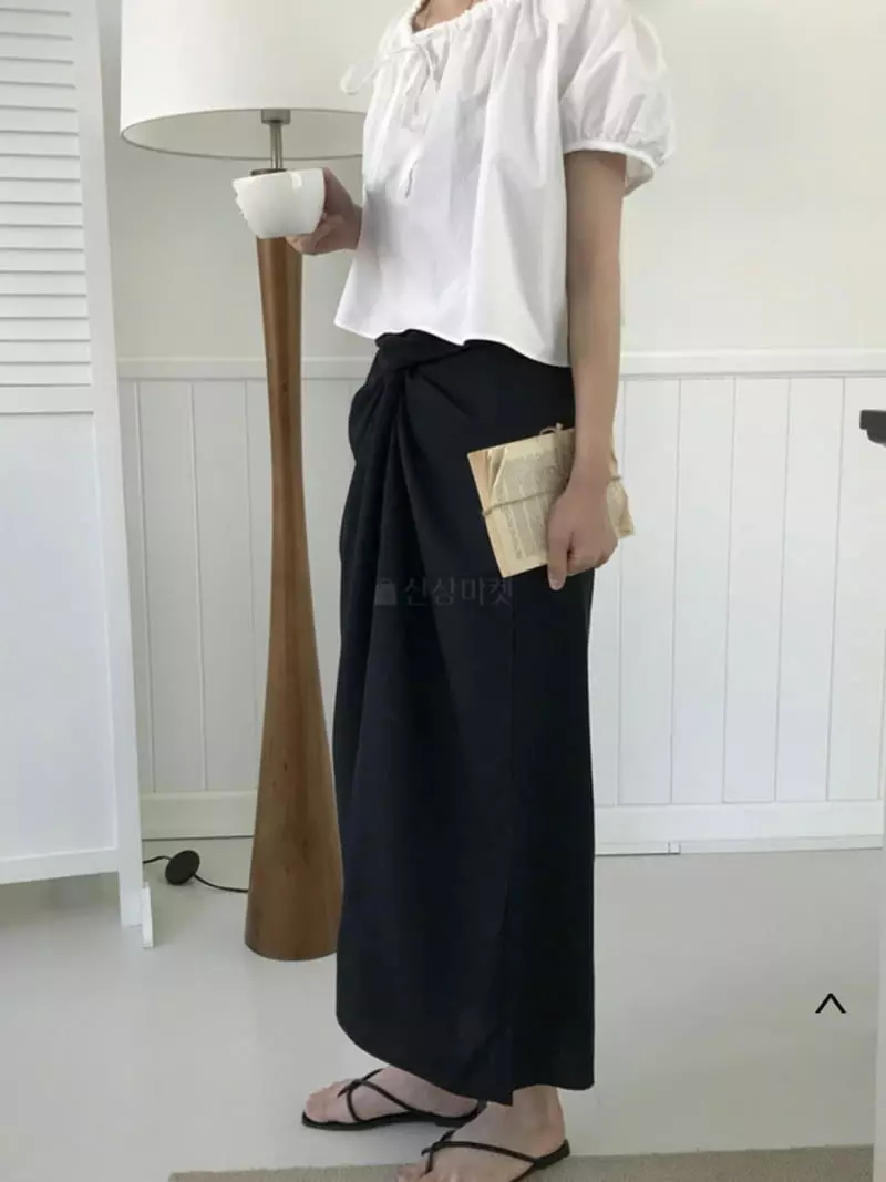 Almond Pepe - Korean Women Fashion - #momslook - Linen Tie Skirt