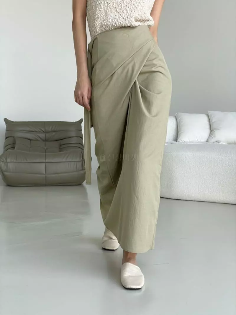 Almond Pepe - Korean Women Fashion - #momslook - Linen Tie Skirt - 11
