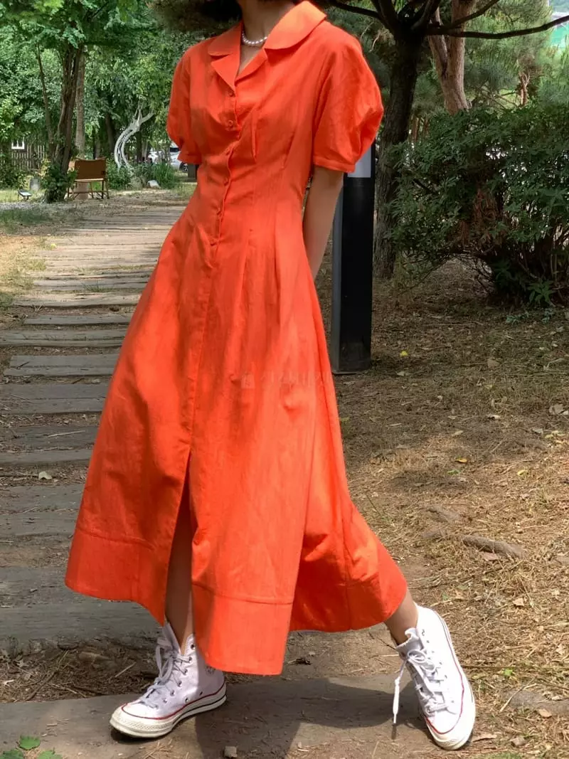 Almond Pepe - Korean Women Fashion - #momslook - Retro Linen One-piece - 6