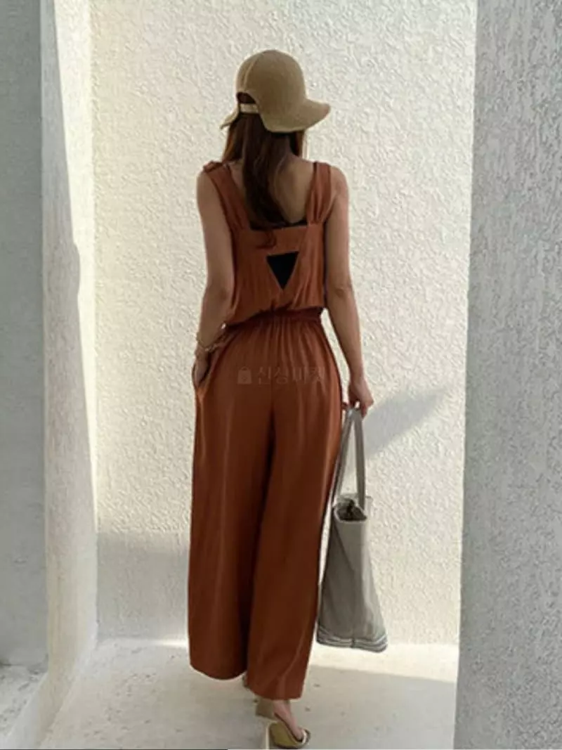 Almond Pepe - Korean Women Fashion - #momslook - Nine Linen Jumpsuit - 2