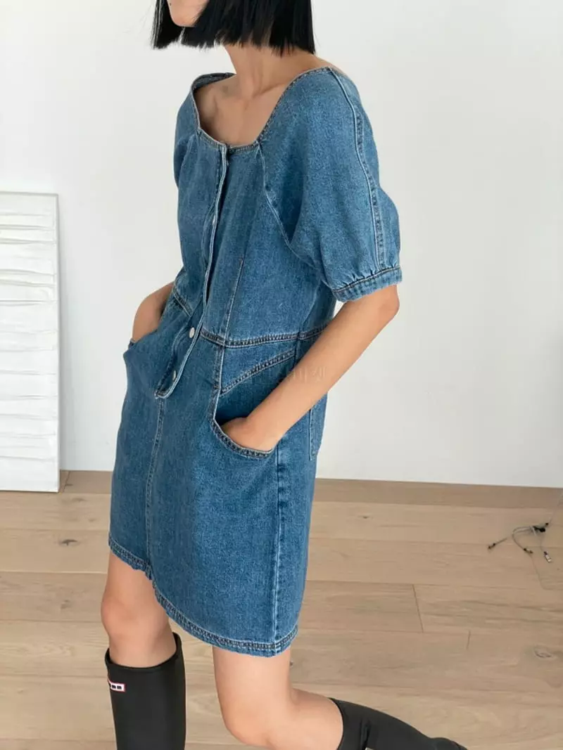 Almond Pepe - Korean Women Fashion - #pursuepretty - Jenny Denim One-piece - 2