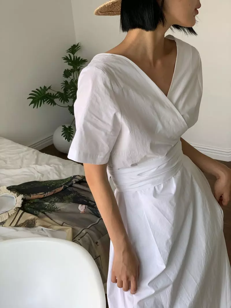 Almond Pepe - Korean Women Fashion - #shopsmall - Wrap One-piece - 8